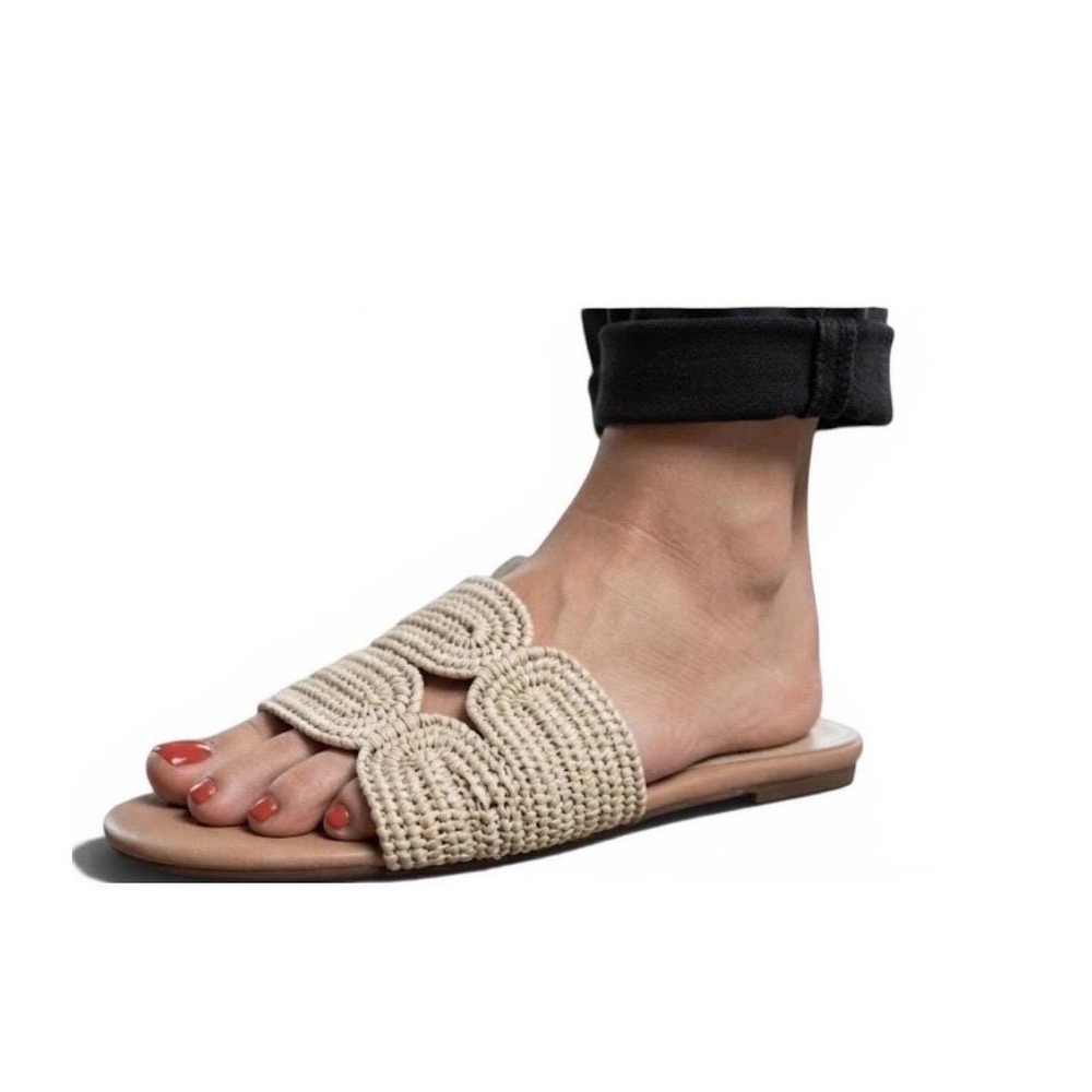 Birdies Putyin Woven Raffia Slide Sandals